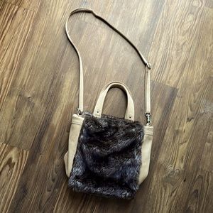 **NWT Anthropologie Faux Fir and Leather Bag**